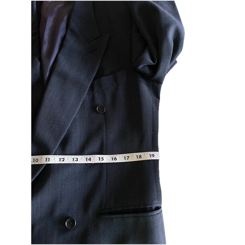 Vestimenta (Armani) Men 38 Blazer Wool Double Breasted Birdseye Sport Coat Italy